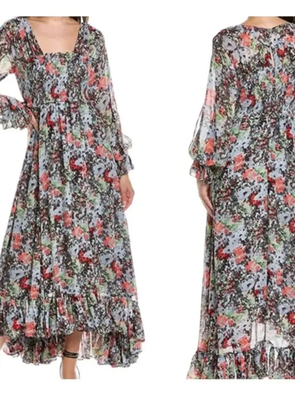 Cinq a Sept Leigh Maxi Floral Tiered Dress Cottagecore Size 6